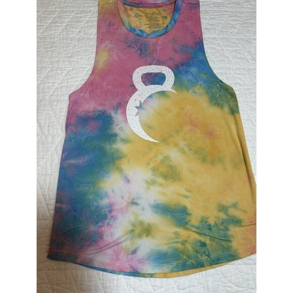 Zyia Active Hendrix Kettle Ball Moon Tie Dye Tank Top Pastel Rainbow Relaxed S - Picture 1 of 5